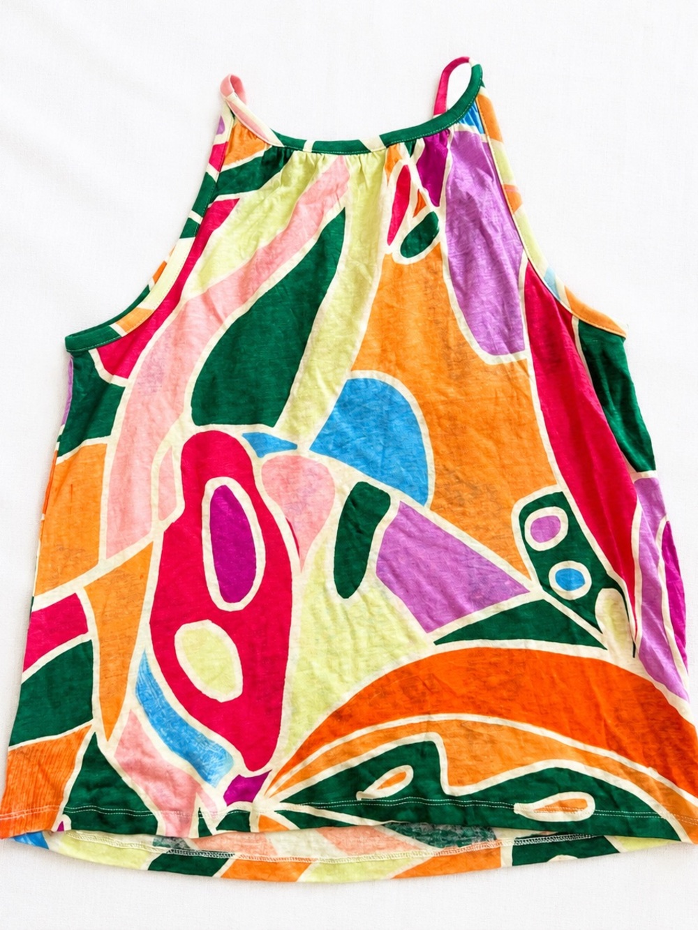 Christian Siriano New York 100% Linen Abstract Tropical Tank Top Size Medium - Picture 3 of 5